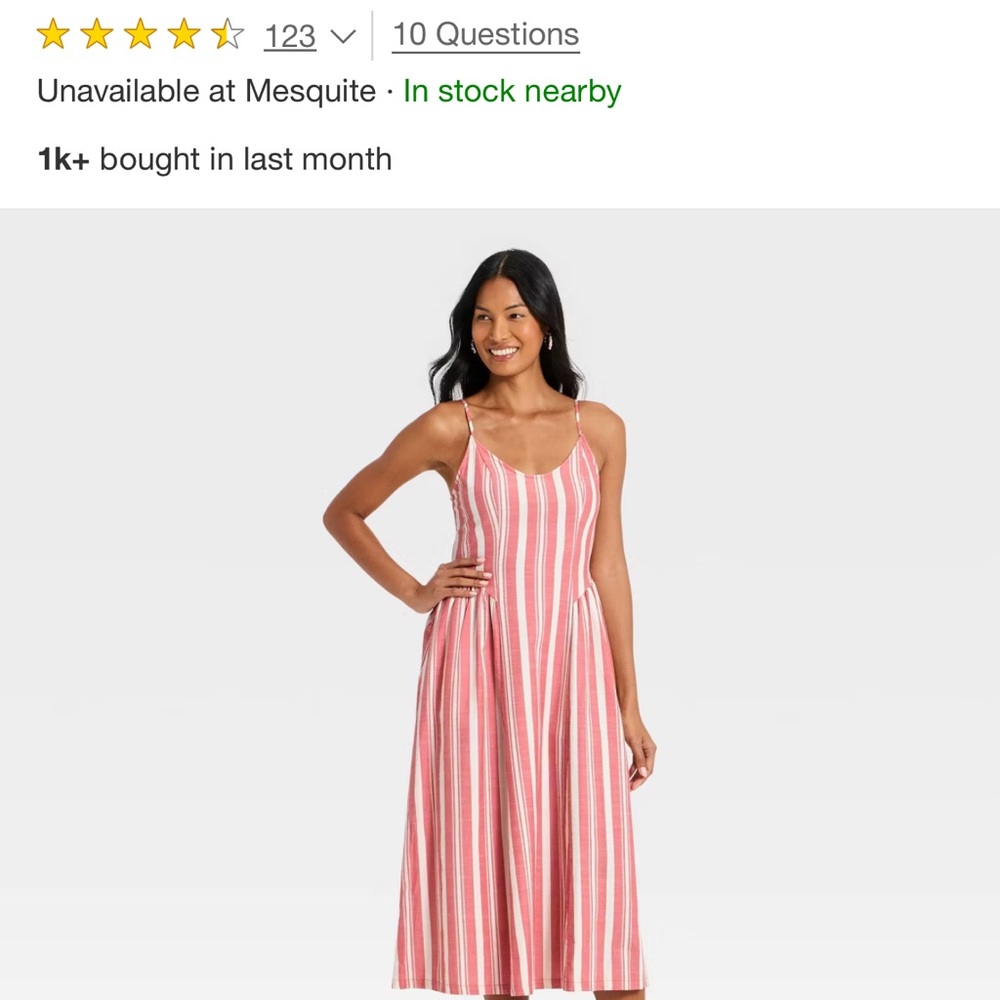 a new day Pink & White Striped Midi Chemise Dress